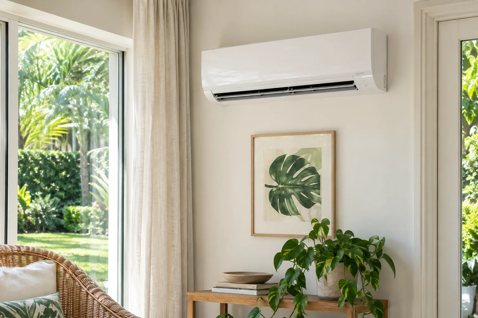 Ductless cooling in a bright Florida sunroom
