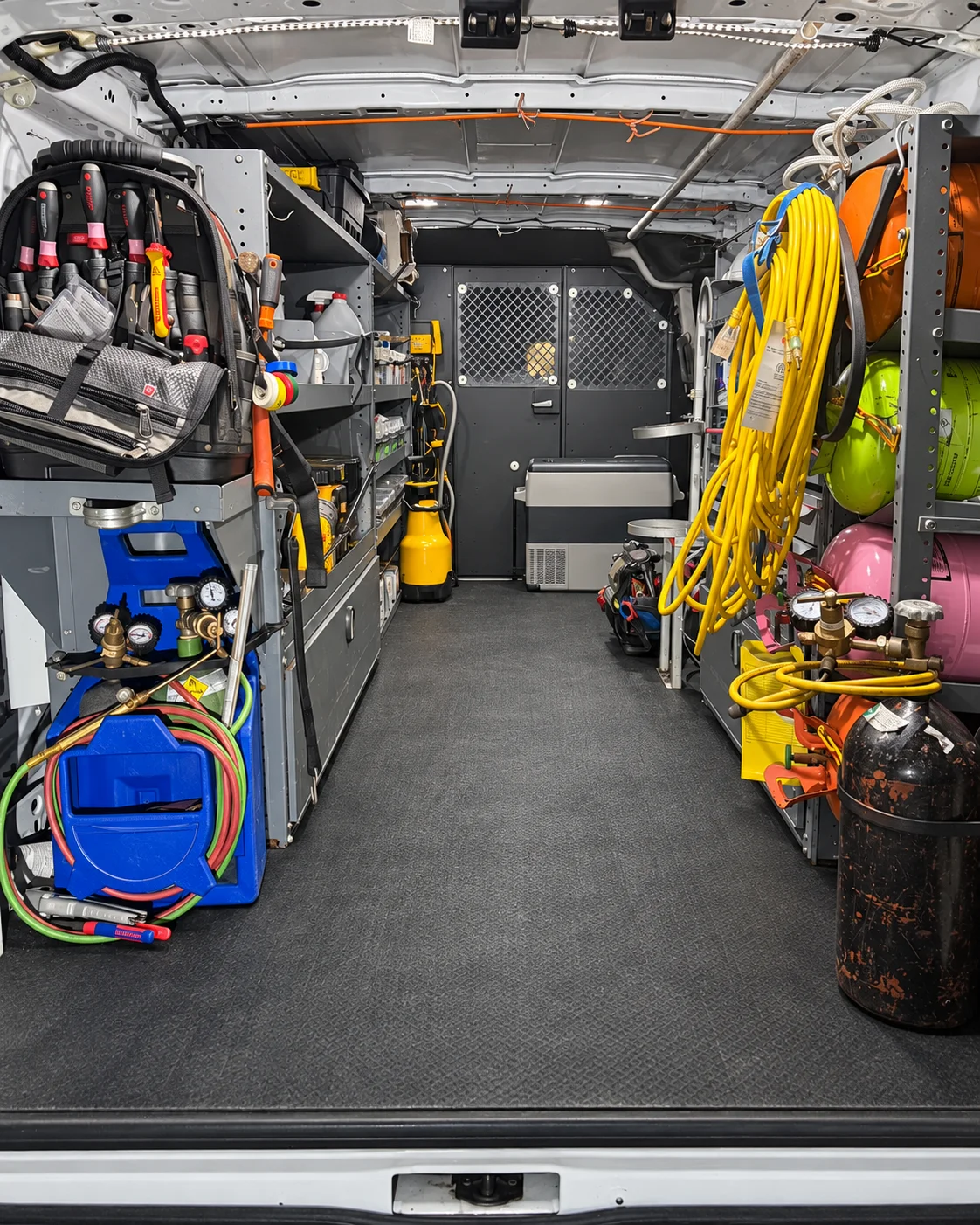Tools and equipment inside Kevin's service van